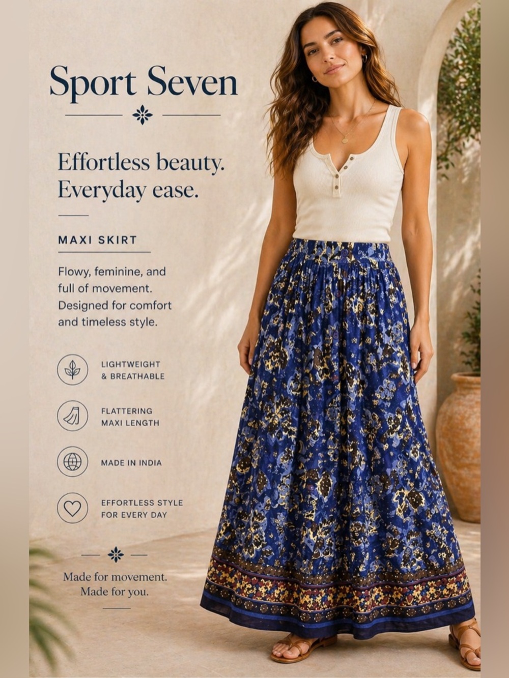 Sport‎ seven maxi Floral Blue Skirt large